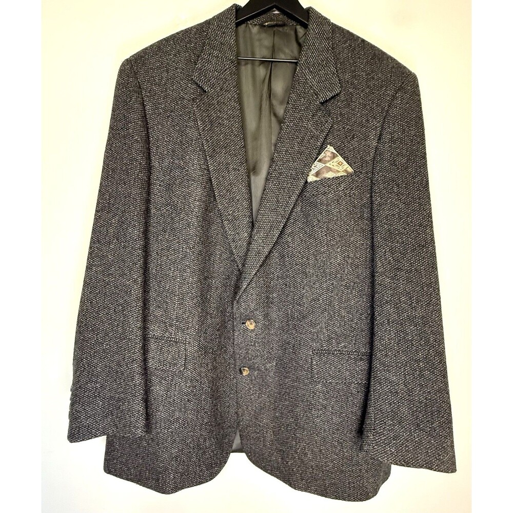 Vintage 1980s Austin Reed Brown Tweed Blazer 48L 100% Virgin Wool Elbow Patch